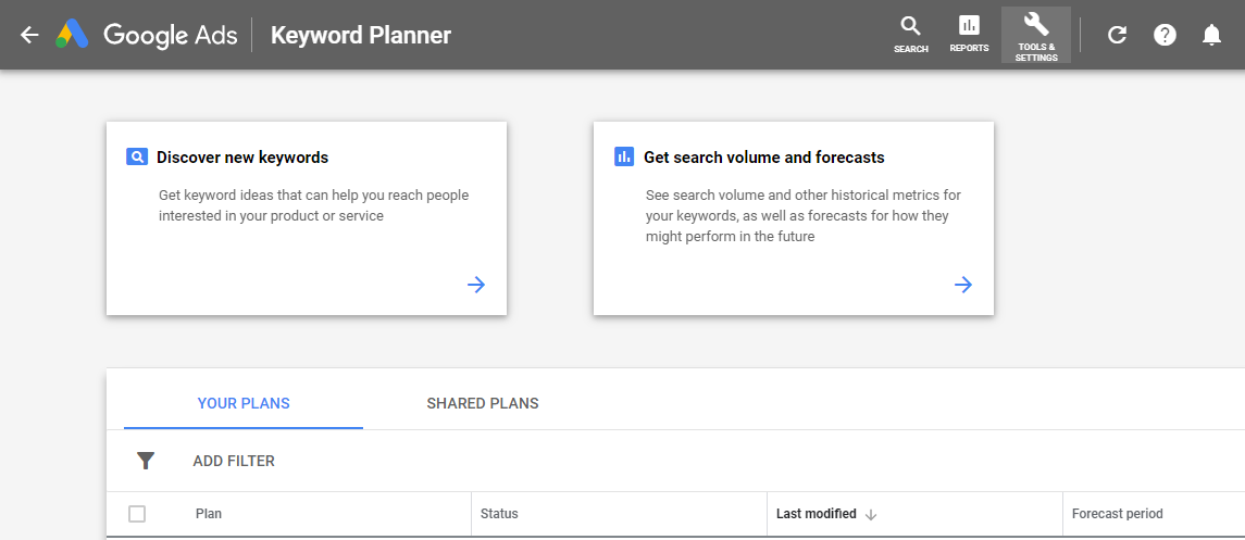 Keyword Planner Screenshot